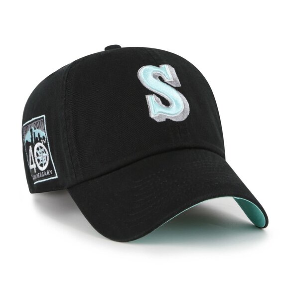 47 Brand Black Mint Double Under Clean Up Seattle Mariners Hat - Picture 1 of 3